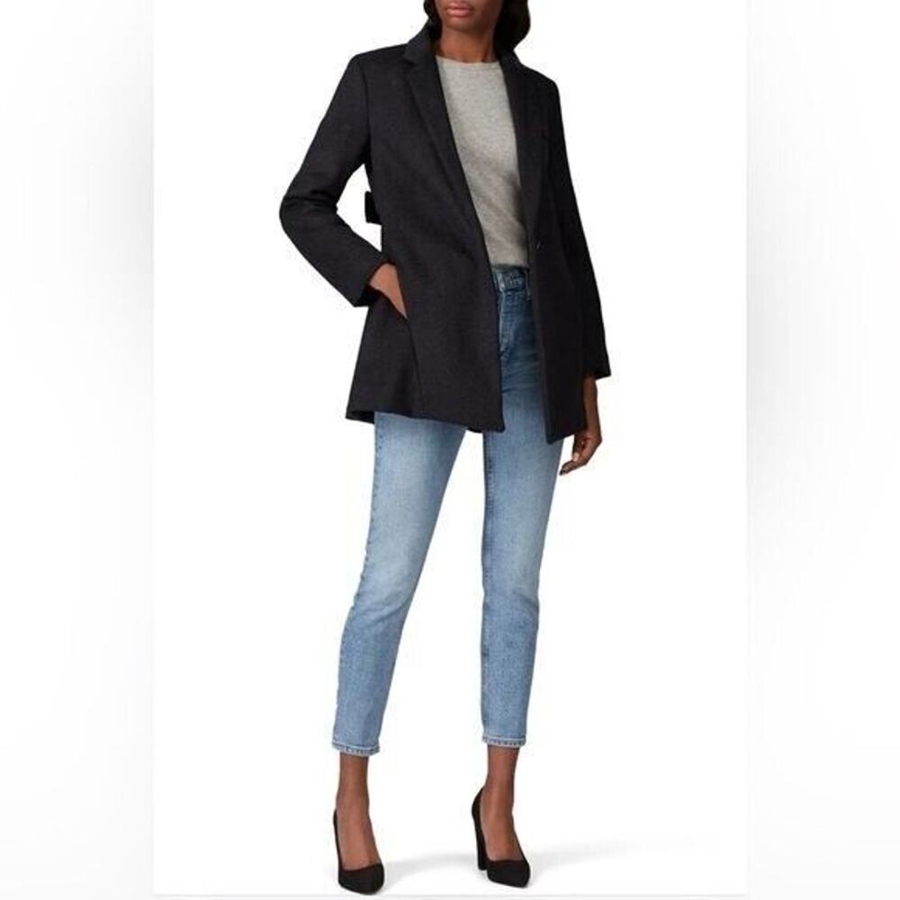 Womens Co Charcoal Short Coat Size Small 4-6 blazer jacket gray oversized work